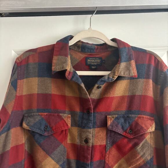 Pendleton Men’s Plaid Fall Fleece Button Down Long Sleeve Sz L Cotton Western - Picture 2 of 10